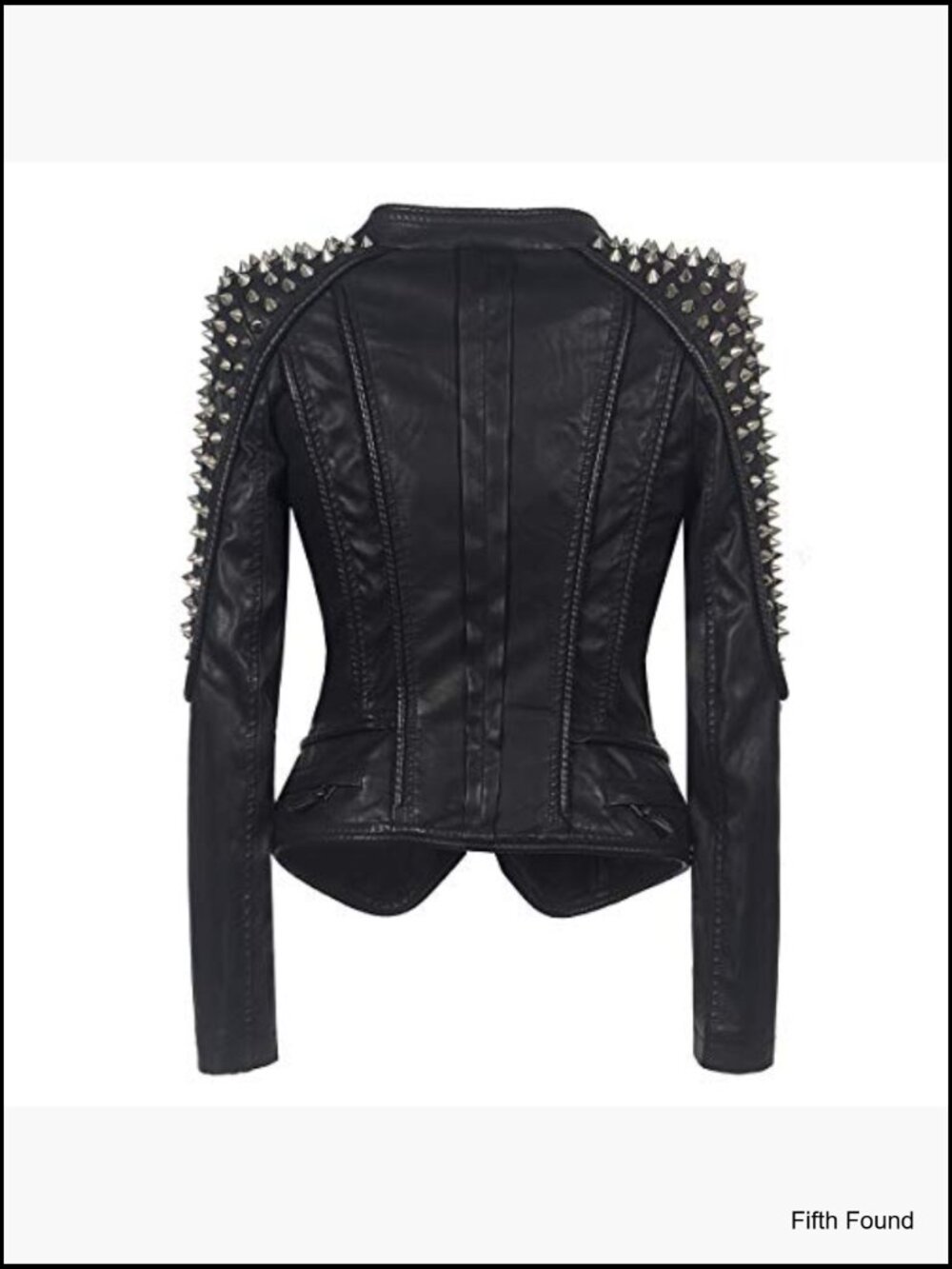 Faux Leather Biker Jacket with Rivets Slim Fit Streetwear Coat - Picture 3 of 6